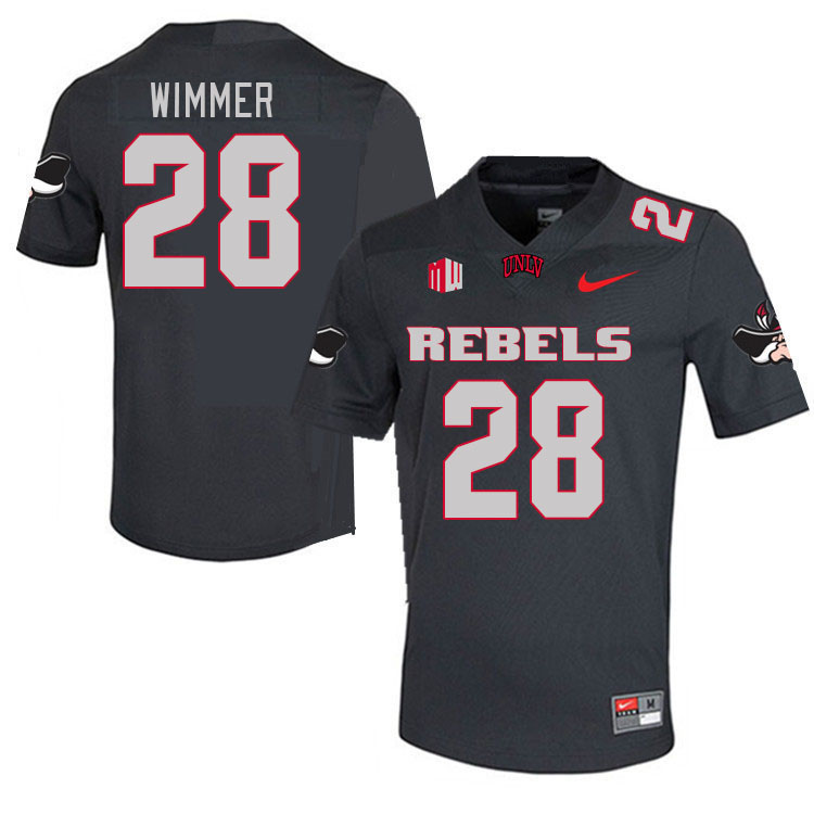 Men #28 Andrew Wimmer UNLV Rebels 2023 College Football Jerseys Stitched-Charcoal - Click Image to Close
